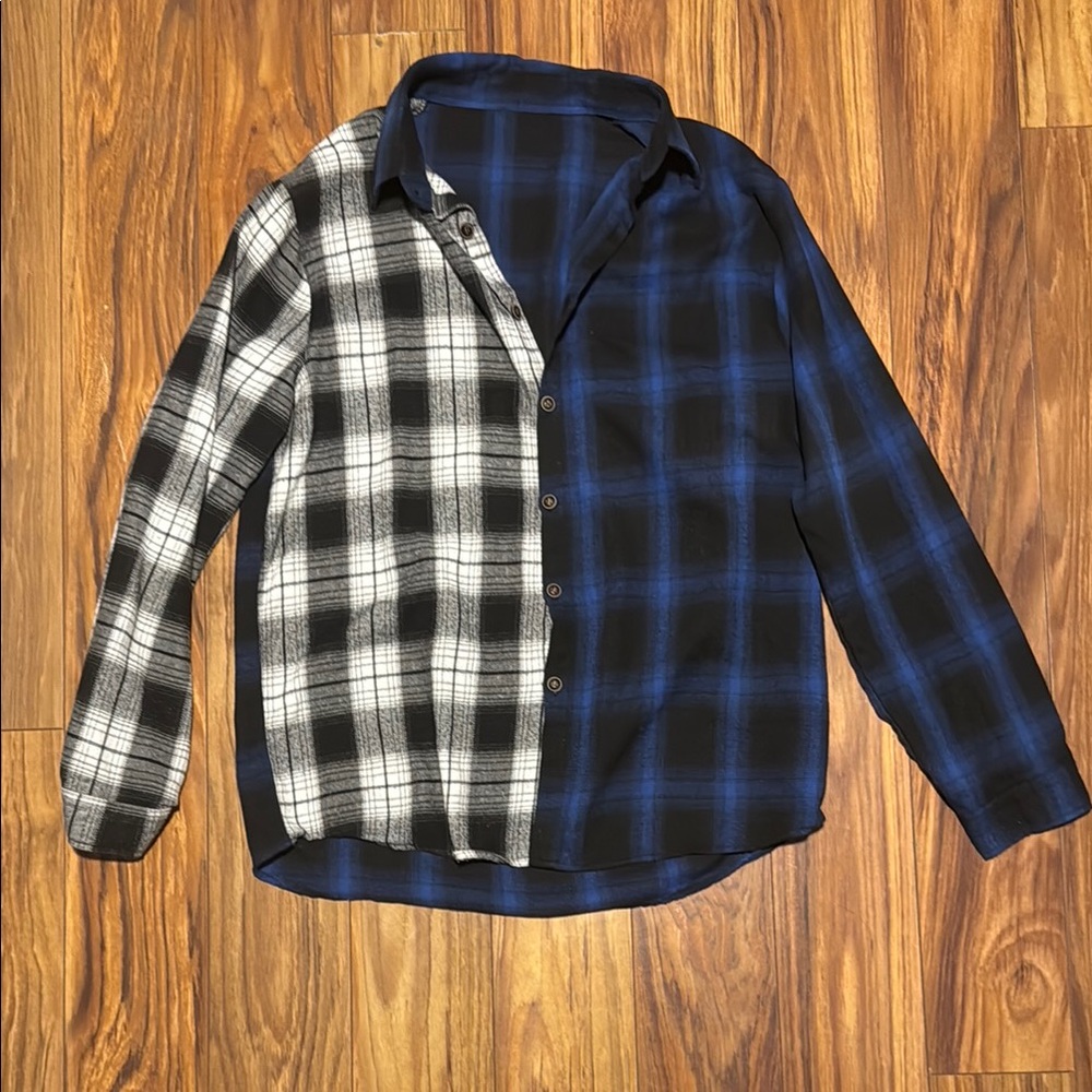 SHEIN Black and Blue Lightweight Shirt Jacket